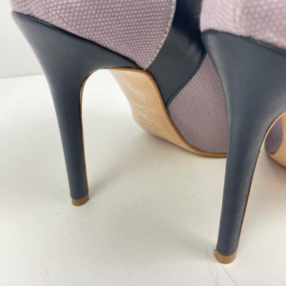 BCBGMaxazria | Nicoletta Blue & Gray Colorblock Leather Peep Toe Eve Booties - Picture 7 of 12